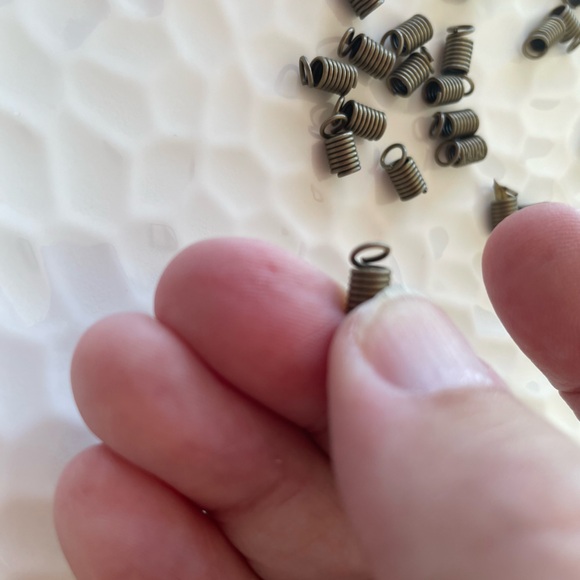 35 Metal Coil Cord Ends, Findings,in Antique Brass Tone for Jewelry Craft Making - Picture 4 of 6